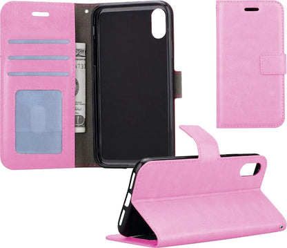 Hoes Geschikt voor iPhone X/Xs Hoes Bookcase Hoesje - Licht Roze