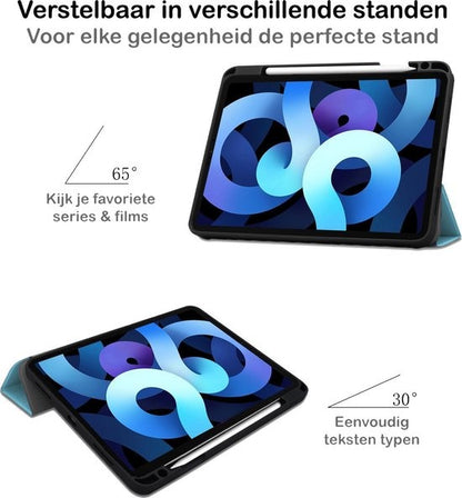 iPad Air 2020 Hoesje Book Case Met Apple Pencil Uitsparing - Lichtblauw