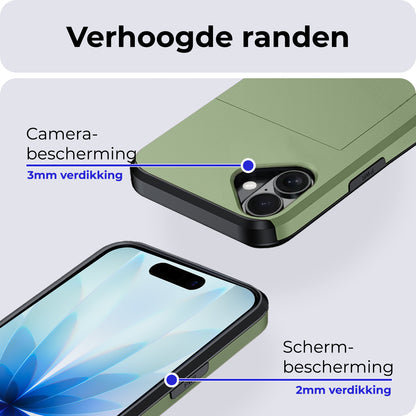 iPhone 17 Hoesje Kaarthouder Hard Case Shockproof - Donkergroen