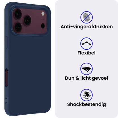 iPhone 18 Pro Max Hoesje Siliconen Backcover Lichtgewicht - Donkerblauw