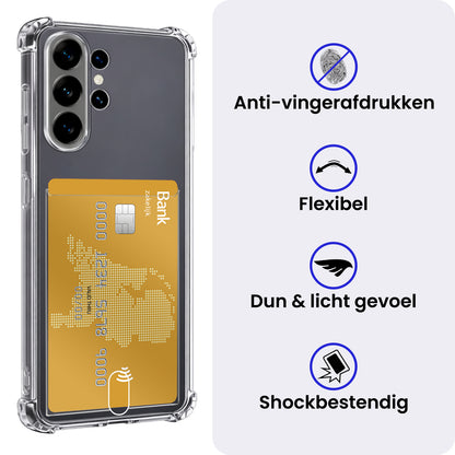 Samsung S26 Ultra Hoesje Kaarthouder Backcover Shockproof - Transparant