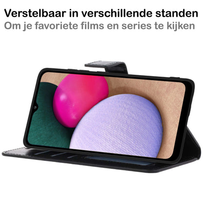 Samsung A02s Hoesje Bookcase Cover met Kaarthouder - Zwart