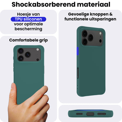 iPhone 17 Pro Max Hoesje Siliconen Backcover Lichtgewicht - Donkergroen