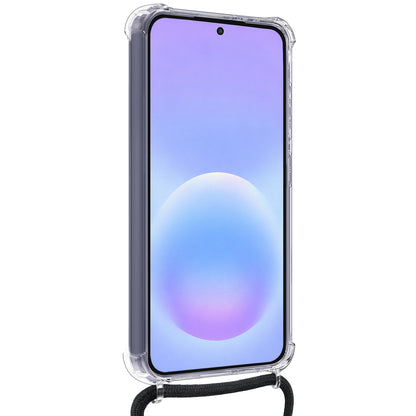 Samsung A57 Hoesje Kaarthouder met Koord Backcover Shockproof - Transparant
