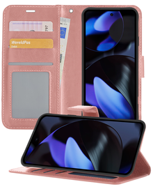 Google Pixel 10 Hoesje Bookcase Cover met Kaarthouder - Rosé goud