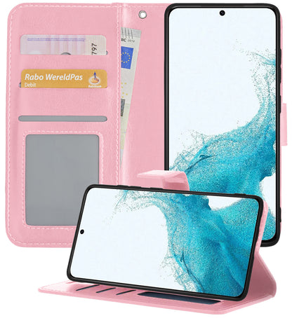 Samsung S22 Plus Hoesje Bookcase Cover met Kaarthouder - Lichtroze