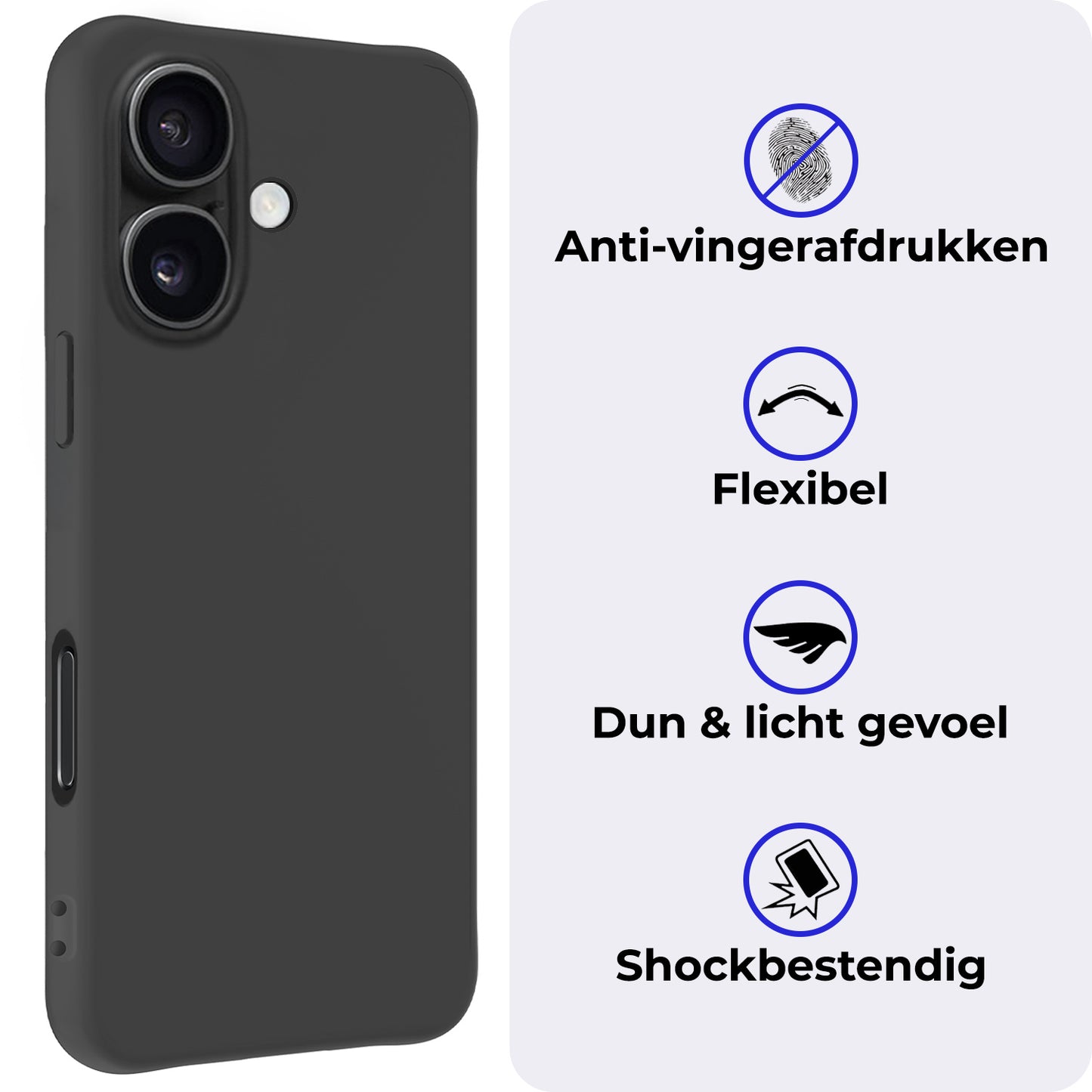 iPhone 16 Hoesje Siliconen - Zwart