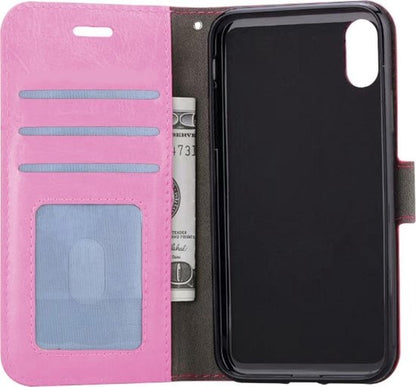 iPhone Xs Max Hoesje Bookcase Cover met Kaarthouder - Lichtroze