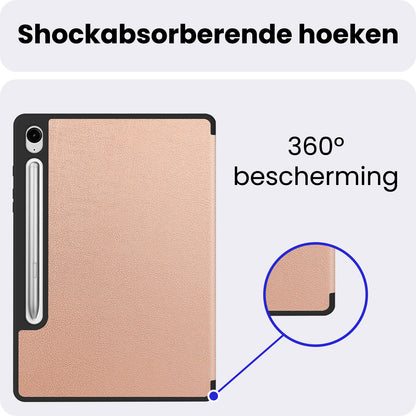 Samsung Galaxy Tab S10 FE Plus Trifold Bookcase Hoes met Penhouder voor S Pen - Rosé goud
