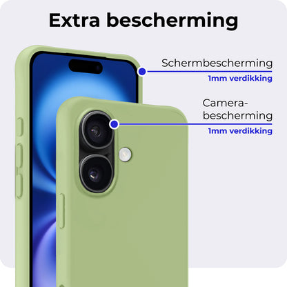 iPhone 16 Hoesje Siliconen Backcover Lichtgewicht - Groen
