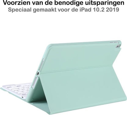 iPad 10.2 2020 Hoesje Toetsenbord Case Kunstleer - Mint Groen