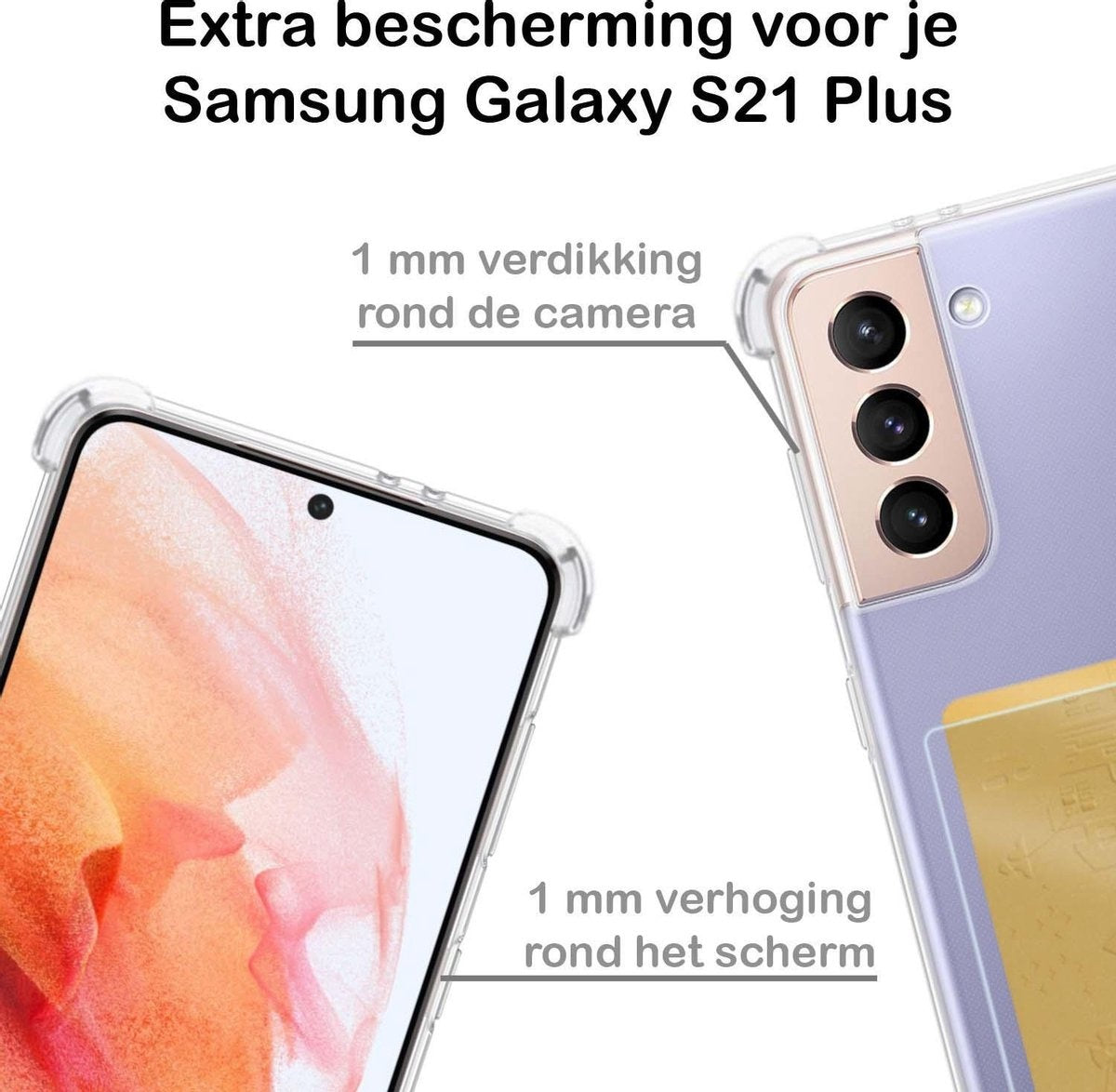 Samsung S21 Hoesje met Pasjeshouder Siliconen - Transparant