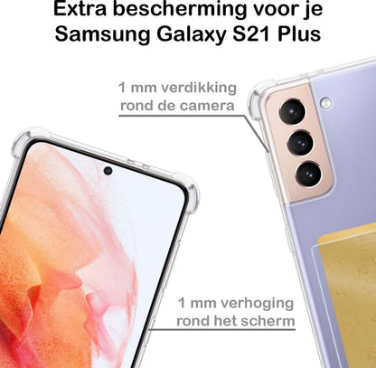 Samsung S21 Hoesje met Pasjeshouder Siliconen - Transparant