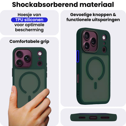 iPhone 18 Pro Max Hoesje Geschikt voor Magsafe Backcover Shockproof - Donkergroen