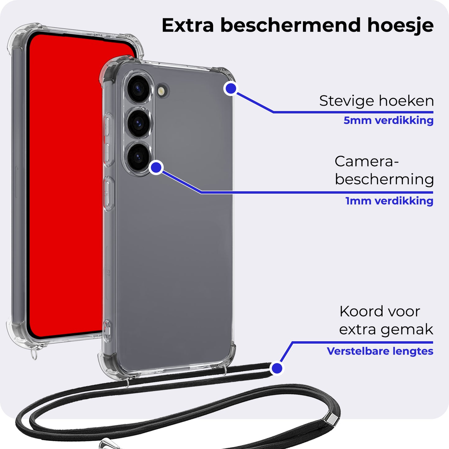 iPhone 16 Hoesje met Koord Siliconen - Transparant