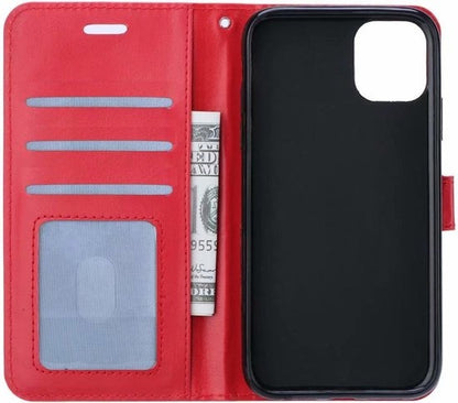 iPhone 11 Pro Max Hoesje Bookcase Cover met Kaarthouder - Rood