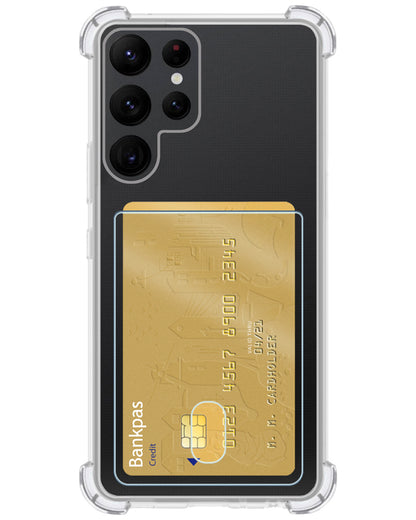 Samsung S22 Ultra Hoesje Kaarthouder Backcover Shockproof - Transparant