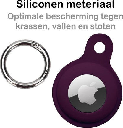 Apple AirTag Sleutelhanger Hoesje Siliconen - Aubergine