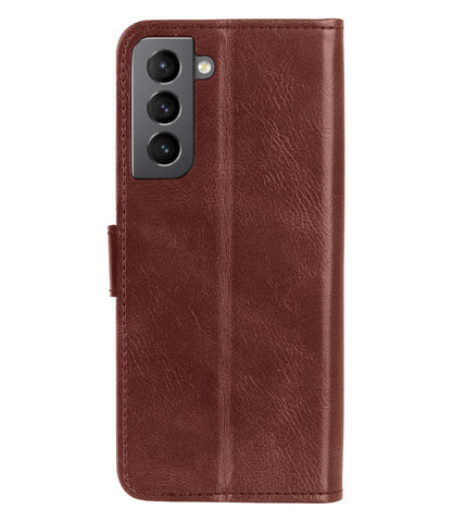 Samsung S21 FE Hoesje Bookcase Cover met Kaarthouder - Bruin