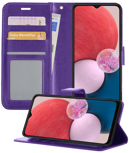 Samsung A13 4G Hoesje Bookcase Cover met Kaarthouder - Paars