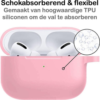 Airpods Pro Hoesje Siliconen met Clip - Lichtroze