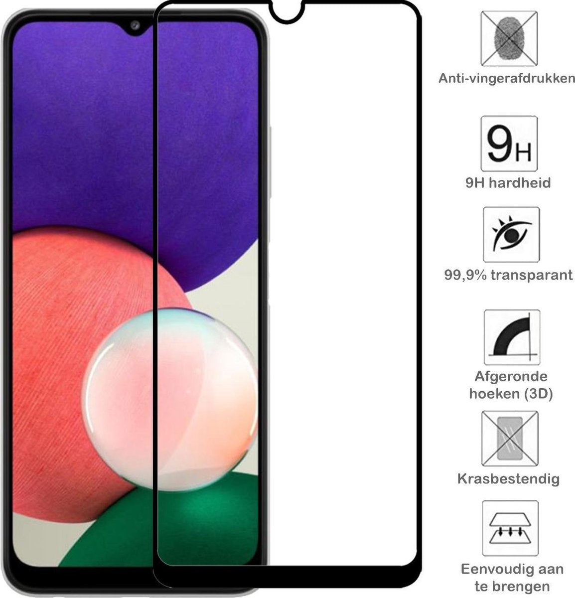 Samsung A22 4G Screenprotector Full Cover Tempered Glass