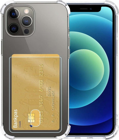 iPhone 12 Pro Max Hoesje Kaarthouder Backcover Shockproof - Transparant