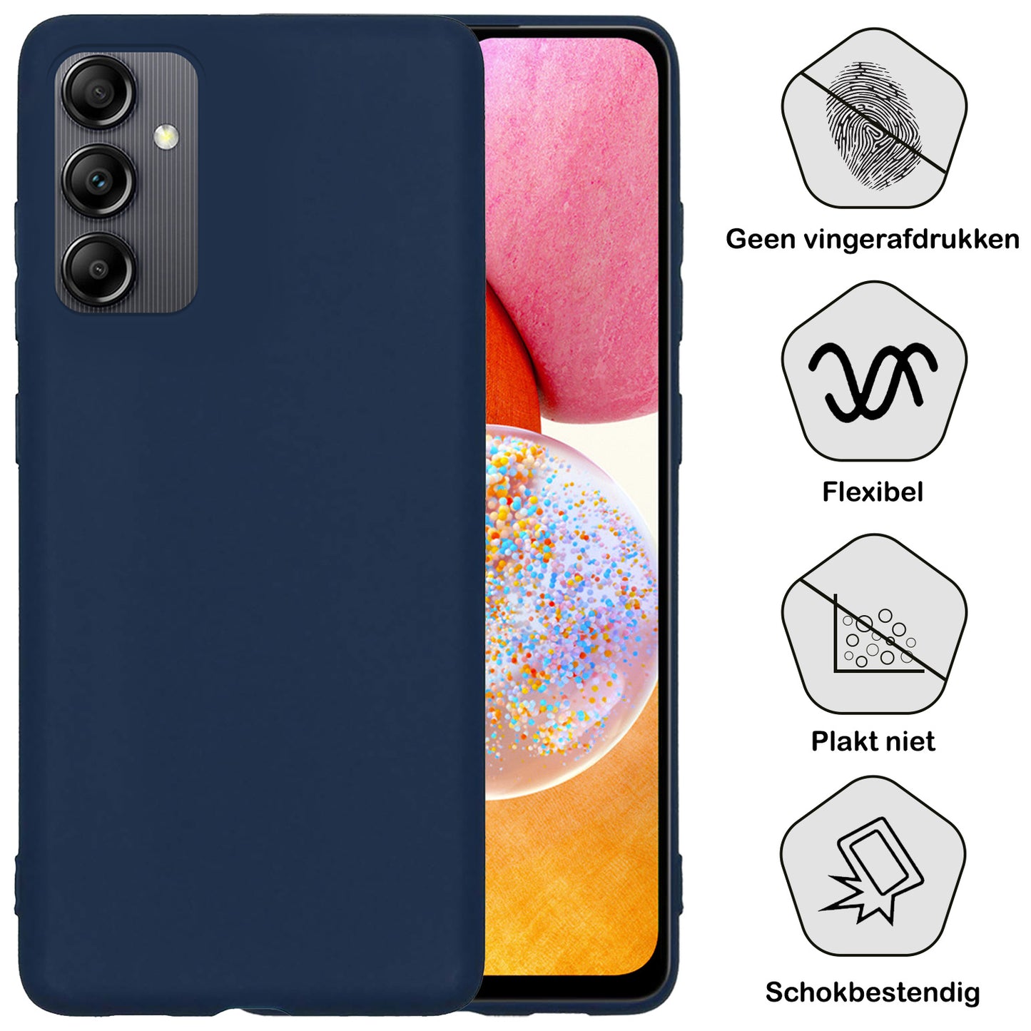 Samsung A14 Hoesje Siliconen - Donkerblauw