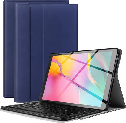 Samsung Galaxy Tab A 10.1 2019 Hoesje Toetsenbord Case Kunstleer - Donkerblauw