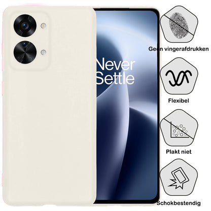 OnePlus Nord 2T Hoesje Siliconen Backcover Lichtgewicht - Wit