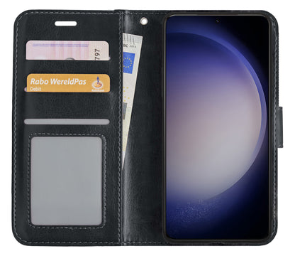 Samsung S23 Plus Hoesje Bookcase Cover met Kaarthouder - Zwart