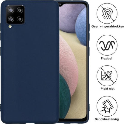 Samsung A12 Hoesje Siliconen Backcover Lichtgewicht - Donkerblauw