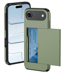 iPhone Air Hoesje Kaarthouder Hard Case Shockproof - Donkergroen