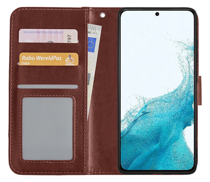 Samsung S22 Plus Hoesje Bookcase Cover met Kaarthouder - Bruin