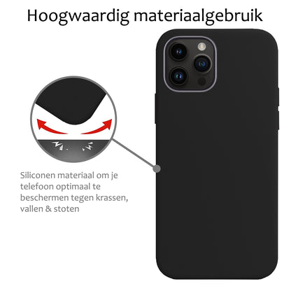 iPhone 15 Pro Max Hoesje Siliconen Backcover Lichtgewicht - Zwart