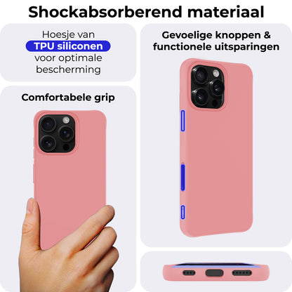 iPhone 16 Pro Max Hoesje Siliconen Backcover Lichtgewicht - Lichtroze