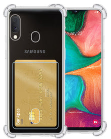 Samsung A20e Hoesje Kaarthouder Backcover Shockproof - Transparant