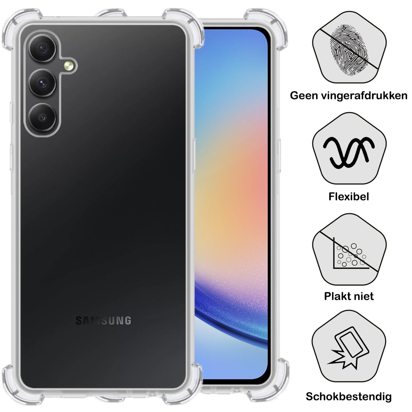 Samsung A34 Hoesje Shock Proof Siliconen - Transparant