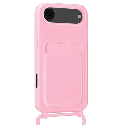 iPhone Air Hoesje Met Telefoonkoord en Pasjeshouder Siliconen - Lichtroze