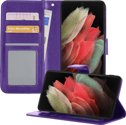 Samsung S21 Ultra Hoesje Bookcase Cover met Kaarthouder - Paars