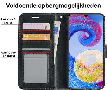 Samsung A04s Hoesje Bookcase Cover met Kaarthouder - Zwart