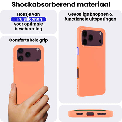 iPhone 18 Pro Max Hoesje Siliconen Backcover Lichtgewicht - Perzik