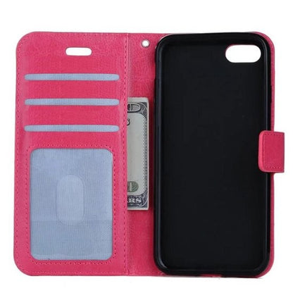 iPhone SE 2020 Hoesje Bookcase Cover met Kaarthouder - Donkerroze