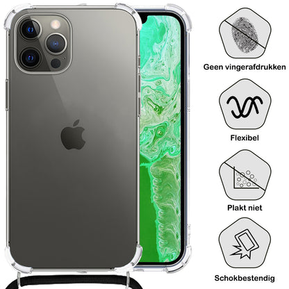 iPhone 13 Pro Hoesje met Koord Backcover Shockproof - Transparant