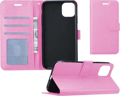 iPhone 11 Pro Max Hoesje Bookcase Cover met Kaarthouder - Lichtroze