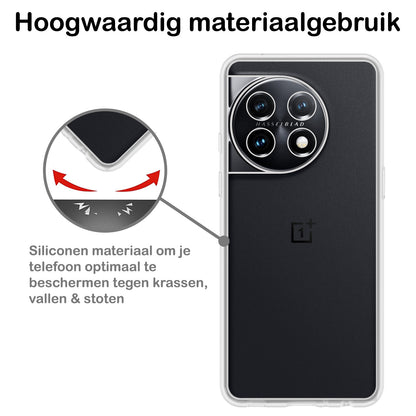 OnePlus 11 Hoesje Siliconen Backcover Lichtgewicht - Transparant