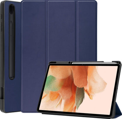 Samsung Galaxy Tab S7 FE Tablethoes Smcpen Met Screenprotector - Donkerblauw