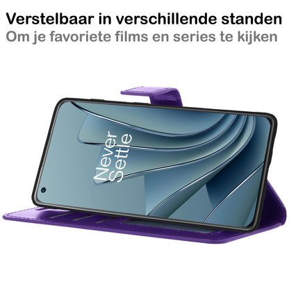 OnePlus 10 Pro Hoesje Bookcase Cover met Kaarthouder - Paars