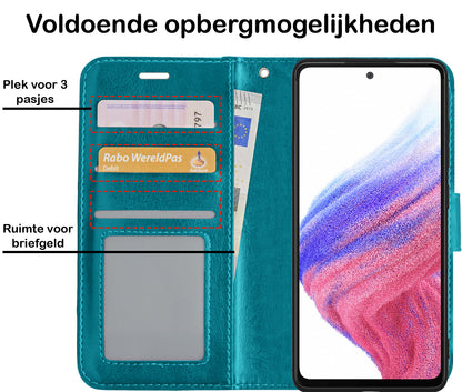 Samsung A53 Hoesje Bookcase Cover met Kaarthouder - Turquoise