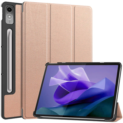Lenovo Tab P12 Trifold Bookcase Hoes met Penhouder Lenovo Pen - Rosé goud